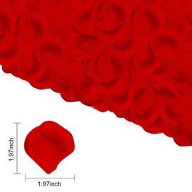 Jsdoin Jsdoin 1200 Pieces Silk Rose Petals, Artificial Red Rose Flowers No-Taste Fade Emulation Rose Petals for Romantic Scenes Wedding Anniversary, Confession Decoration,Birthday