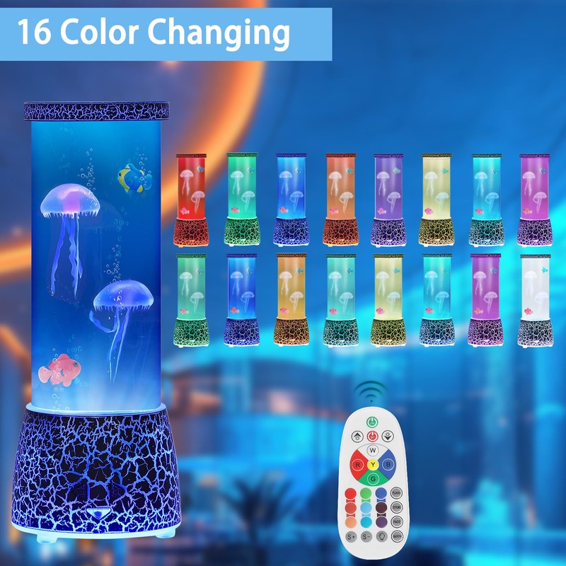 2 Pack Jellyfish Lamp, 16 Colors LED Night Light with
