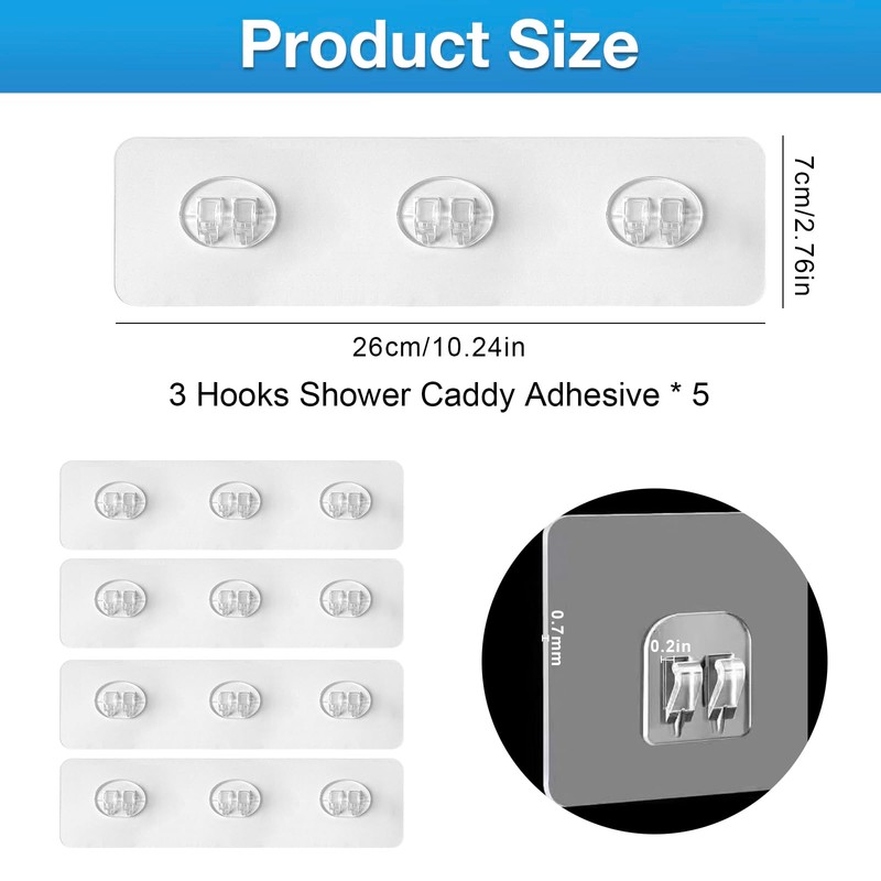 Upgraded Shower Caddy Adhesive Replacement,Strong Adhesive Hooks for Shower Caddy,