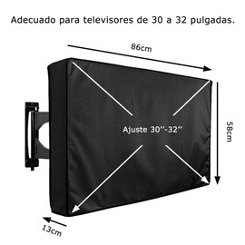 Funda de TV para Exteriores Cubierta Impermeable - Cubierta de TV para Exteriores de 30 a 32 Pulgadas, Impermeables y a Prueba de Polvo, Adapta a la Mayoría TV (Negro, 23" x 33" x 5")