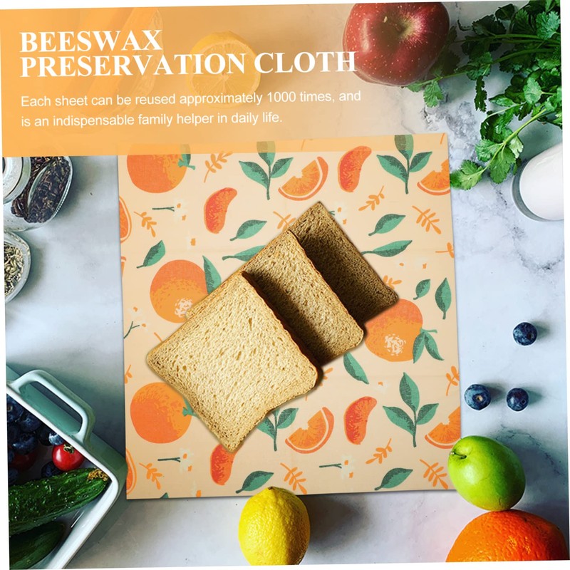 Beavorty Beeswax Food Wrap 3 Sheets Preservation Cloth Reusable Food