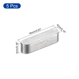 sourcing map 5Pcs Round Ended Feather Key, 4x4x16mm Stainless Steel Professional Parallel Drive Shaft Key Stock for Fasteners Mechanical Industry