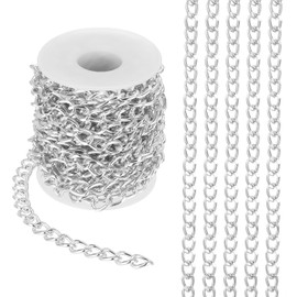 PATIKIL 16.4Ft Aluminium Curb Chains Twisted Links, 11x8mm Curb Chain Spool Jewelry Making Chains Craft Chain for Necklace Bracelet Earring, Silver