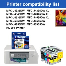 MANNERES LC406XL Ink Cartridges High Yield Compatible for Brother MFC-J4335DW MFC-J4535DW MFC-J5855DW MFC-J6555DW MFC-J6955DW Printer (Black, Cyan, Magenta, Yellow, 4 Pack)