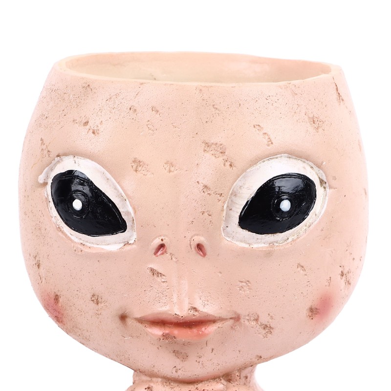 Head Planter Resin Unique Succulent Flower Pot Open Eyed Alien