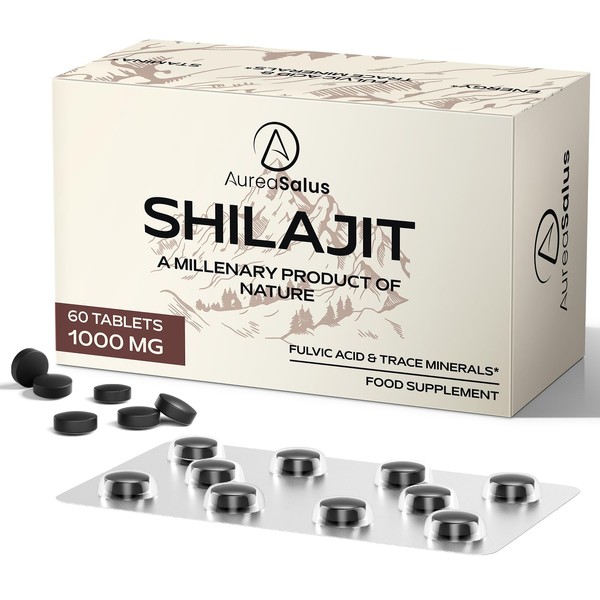 Shilajit Tablets 30,000mg, 60 Counts Himalayan Shilajit Tablets (1000mg Per Serving), Rich in 85+ Minerals & Fulvic Acid, More Convenient Than Shilajit Resin (60 Tablets)