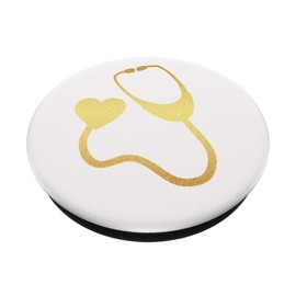 Stethoscope with Heart, gold, white background