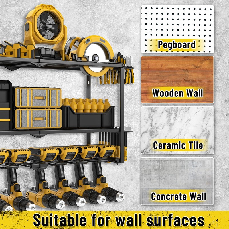 jsyonii Power Tool Organizer Wall Mount, Heavy Duty 8 Drill