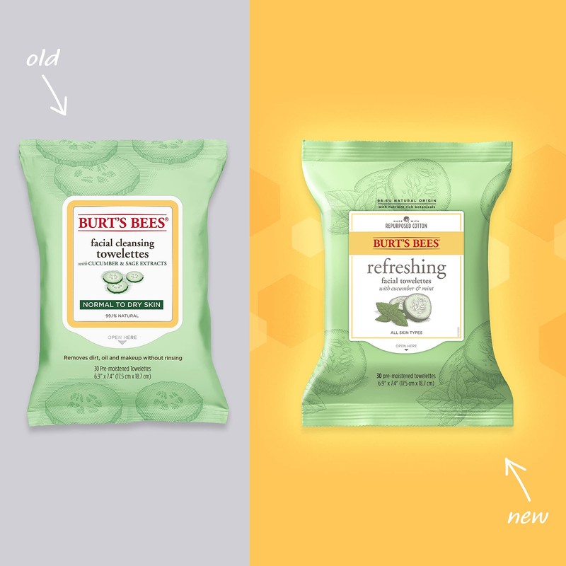 Burt's Bees Refreshing Facial Cleanser Towelettes and Makeup Remover Wipes