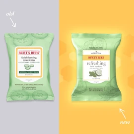Burt's Bees Refreshing Facial Cleanser Towelettes and Makeup Remover Wipes for All Skin Types with Cucumber & Mint Made with Repurposed Cotton, 30 Count