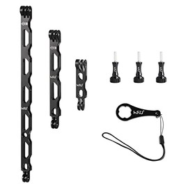 (7 Pcs) HSU All Aluminum Alloy Extension Arm Kit Metal Pole Mount Helmet Stick Extension Arm Mount for GoPro Hero 10/9/8/7/6/5 Black,Session 5/4, DJI Osmo Action and More (11.8”/6.5”/3.3”) (Black)