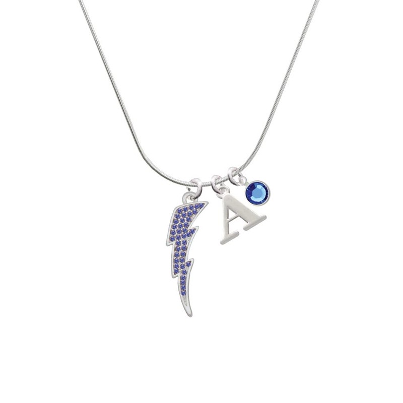 Delight Jewelry Silvertone Large Blue Crystal Lightning Bolt - Silvertone