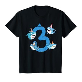 3rd Birthday 3 Sharks Three Year Old Bday Boys Girls Kids T-Shirt