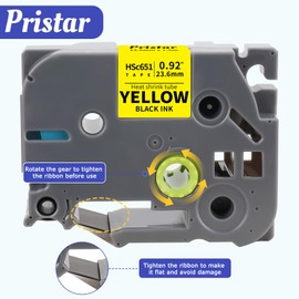 Pristar 3 x Compatible with Brother P-Touch Heat Shrink Tubing 23.6 mm HSc-651 Hse-651 Hse 651 Label Tape for Brother PT-E560BTVP PT-E500VP PT-E510VP PT-E550WVP PT-E800W, Black on Yellow, 23.6 mm x