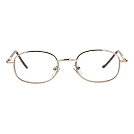 PASTL Clear Lens Glasses Bifocal Reading Lens Small Oval Frame Spring Hinge Gold +2.5