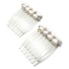 Set of 2 Small Hair Combs Oval Cultured Freshwater Pearl