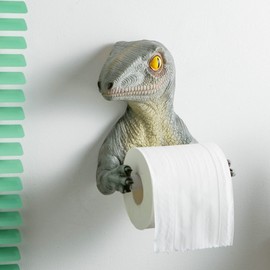 Banllis Dinosaur Toilet Paper Holder Wall Mount, Bathroom and Bedroom Decor Towel Holder, Dino Holding Roll of Toilet Tissue - 6.5 Inch Plastic Spring No Drilling
