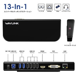 WAVLINK USB 3.0 Universal Docking Station/1x 4K Supported HDMI Output Port/1x DVI Port/2x USB 3.0 Ports/4x USB 2.0 Ports/1x Gigabit Ethernet Port and 13 Ports, Compatible with Windows Vista/7/8/8.1