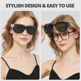 LVIOE Polarized Fit Over Glasses Sunglasses Women, Oversized Square Sun Glasses UV400 Protection Shades LS4205