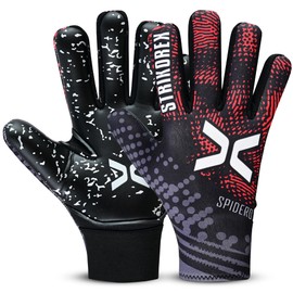 StrikoreX Soccer Goalkeeper Gloves for Kids Youth Football Goalie Gloves with Strong Grips of 4mm Latex Palm (Spider, 4)