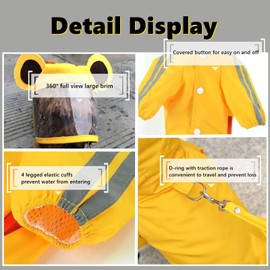 Dog Raincoat,Waterproof Dog Rain Jacket with Safety Reflective Stripe,Hooded Slicker Dachshund Doggy Dog Poncho with Leash for Dogs and Puppies