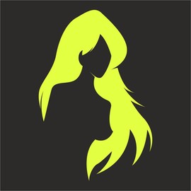 AMA SHOP Prespaced PVC Sticker Female Silhouette Neon Yellow Glow in the Dark for Laptop Wall Decal | Sticker for Helmet, Motorcycle, Camper, Car, PC