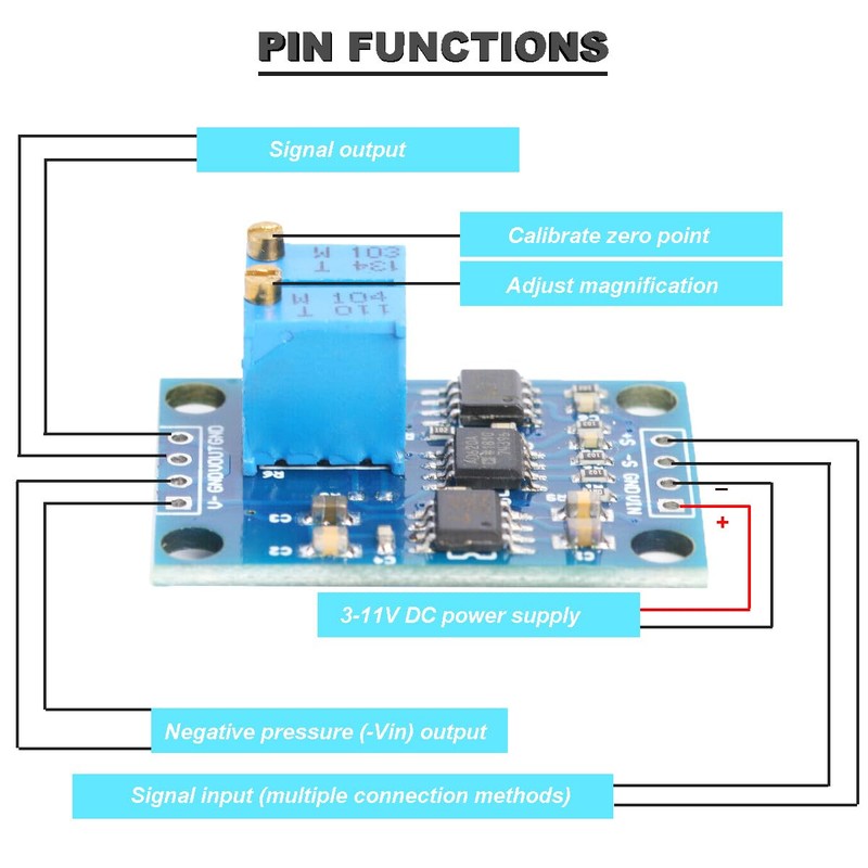 DAOKAI AD620 Voltage Amplifier Module 1.5-1000 Gain Adjustable Microvolt Millivolt