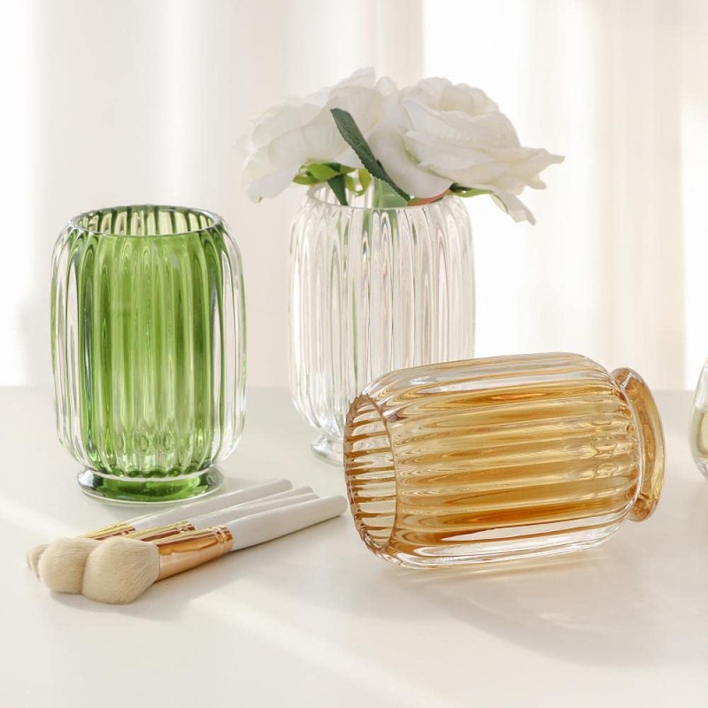 Gaolinci Clear Tumbler Cup Makeup Brush Toothbrush Holder for Bathroom,