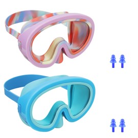Swimming Goggles for Kids Diving Swim mask Glasses Snorkeling for Children Aged 3-8 Snorkel Dive mask 2 Pack Purple+Sky Blue