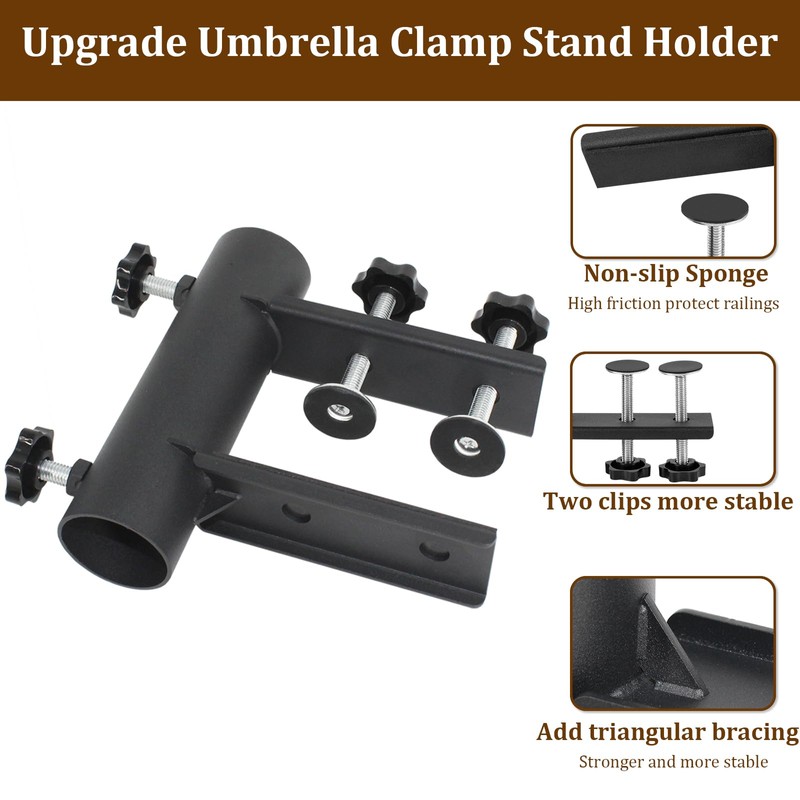 VANROUG Patio Umbrella Holder Clamp, Parasol Bracket, Outdoor Umbrella Mount