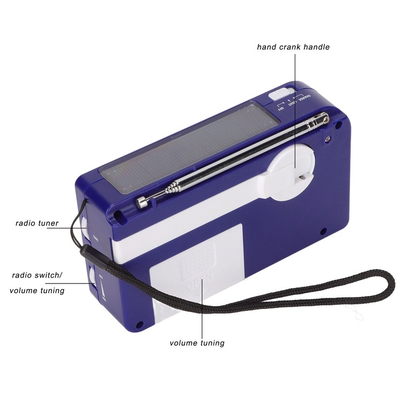 RD‑638T Hand Crank Flashlight Radio Multifunctional Portable Solar Emergency Weather