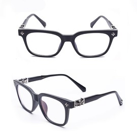 Classic Non-prescription Eyeglasses Thick Square Frame Clear Lens Glasses for Women Men (black)