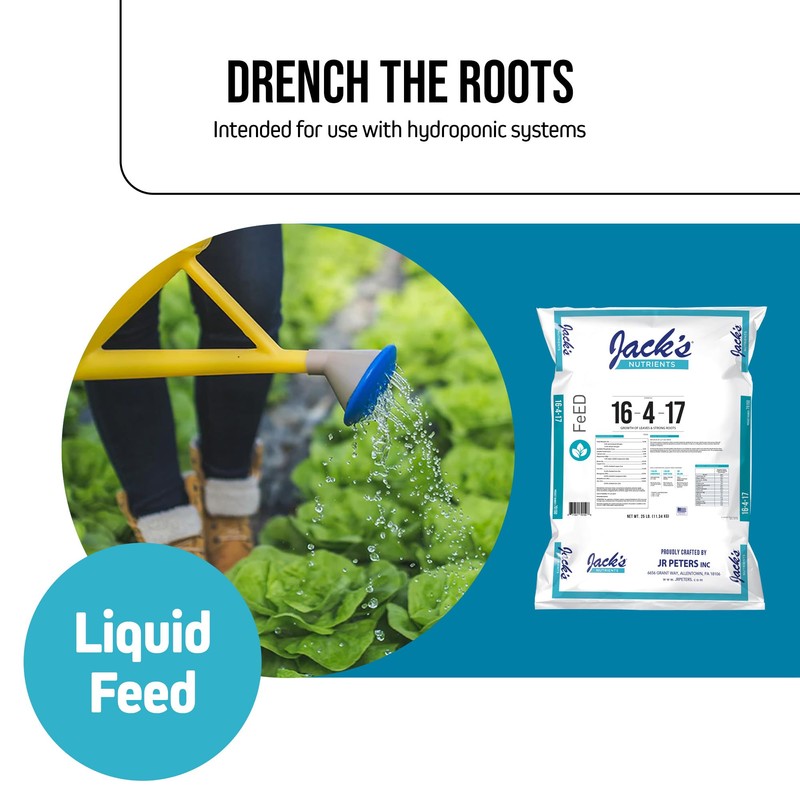 Jack's Nutrients 16-4-17 Hydroponic Fertilizer for Vegetative Growth in Continuous