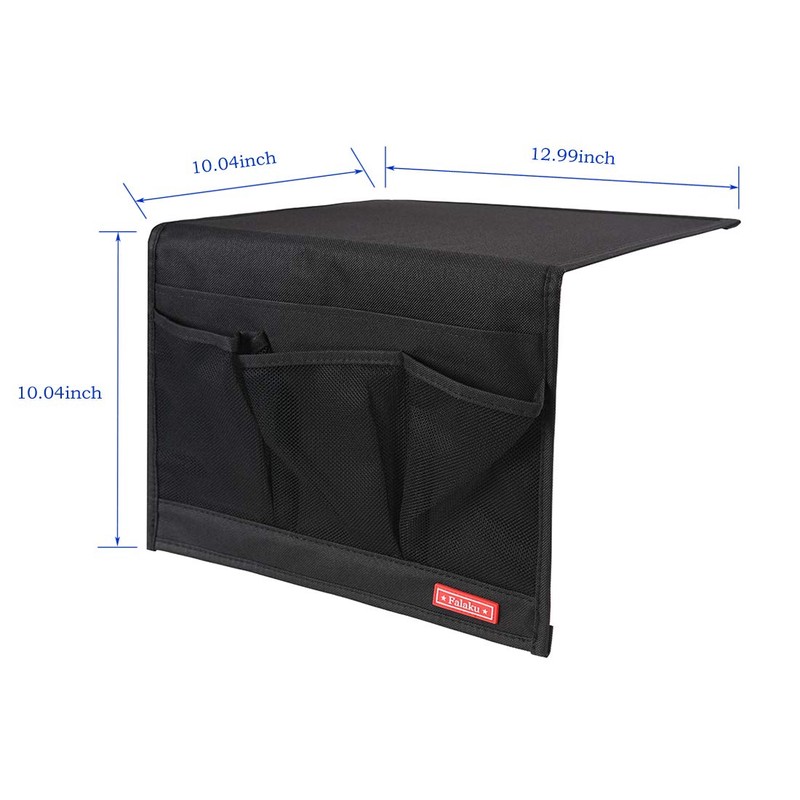 Falaku Bedside Caddy,Bedside Organizer Caddy Under Mattress,Holds Magazines,Books (4 Pockets-Black)