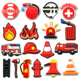 BFWRGUO 18Pcs Fireman Shoe Charms, Lifeguard Fire Charms Pack for Adults Shoe Decoration
