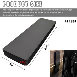 Gasedin 4 PCS Garage Wall Impact Foam, Self Adhesive Car Door Anti-Collision Bumper Guard Foam, NBR Cushioning Foams for Warehouse Parking Assist, Universal Car Accessories