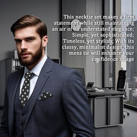 GHTIYLP Mens Tie Polka Dot Ties for Men and Pocket Square with Holder Set Formal Business (Black)