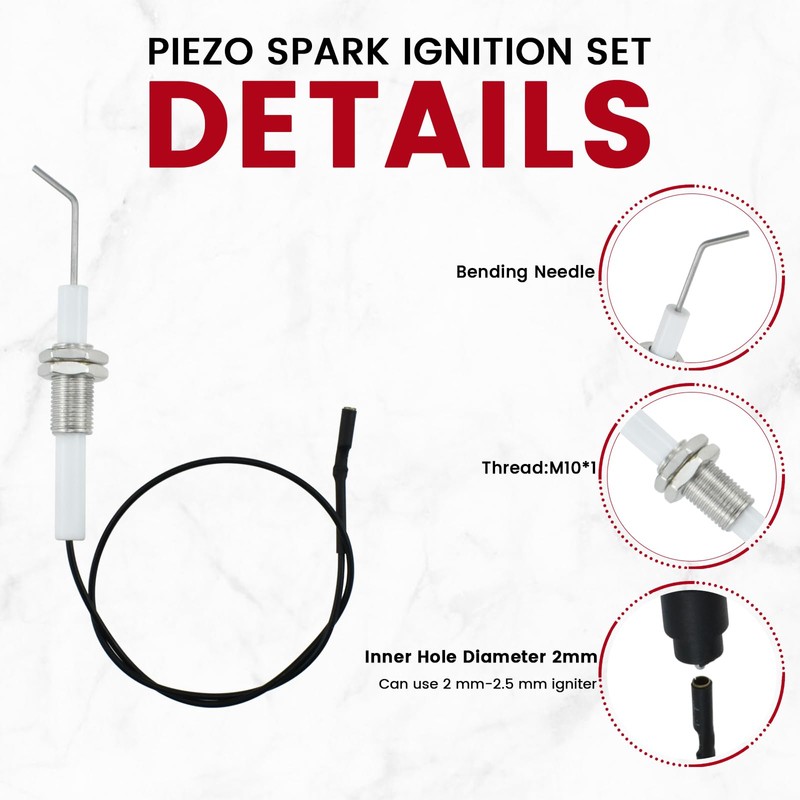 Aifeier ET Ignition Wire Ceramic Electrode Assembly, Threaded Igniter Wire