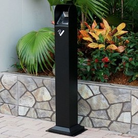 Slim high-end European style stand ashtray stainless steel smoking area ashtray slim European style Stand ashtray (black)