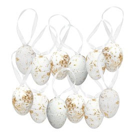By Robelli 12pc Easter Egg Art & Craft Packs - Egg Decorations - Rabbit/Bunny, Stripes & Spots, Abstract and Natural Speckled (White & Gold)