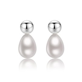 Pearl Drop Earrings For Women Stud Silver Filled Teardrop Elegant Ivory White Formal Dangle Jewelry Trendy Earrings
