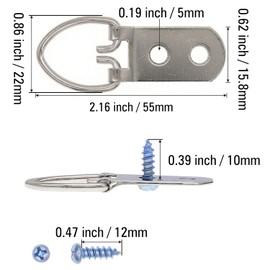 Jetovo 40 Pcs Heavy Duty D Ring Picture Frame Hanging Hangers Double Hole with 80 Pcs Screws