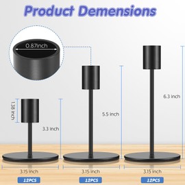 Candle Holders Set Matte Candlesticks Holders Decorative Taper Candle Holders Modern Metal Candelabras for Wedding Dinning Anniversary Home Xmas Party Decor Table Centerpiece (Matte Black,36 Pcs)