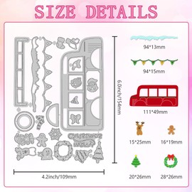 DELORIGIN Christmas Bus Cutting Dies Metal Snowman Cutting Dies Card Making Cutting Dies Embossing Stencils Frame Cutting Dies 2025 for DIY Embossing Scrapbooking Craft Cards