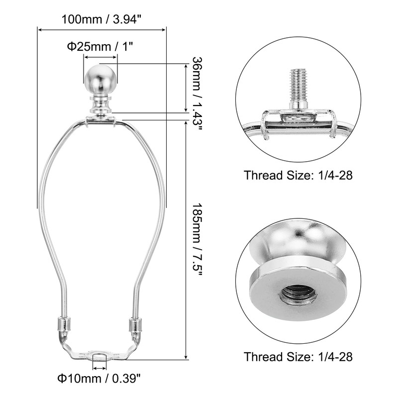 PATIKIL 7.5 Inch Lamp Harp with End Piece 1 Set