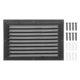 PATIKIL 8"x12" Aluminum Gable Vent, Exterior Wall Outlet Vent Square Soffit Vent HVAC Louver Air Grille with Built-in Screen for House Attic Garage Ceiling, Black