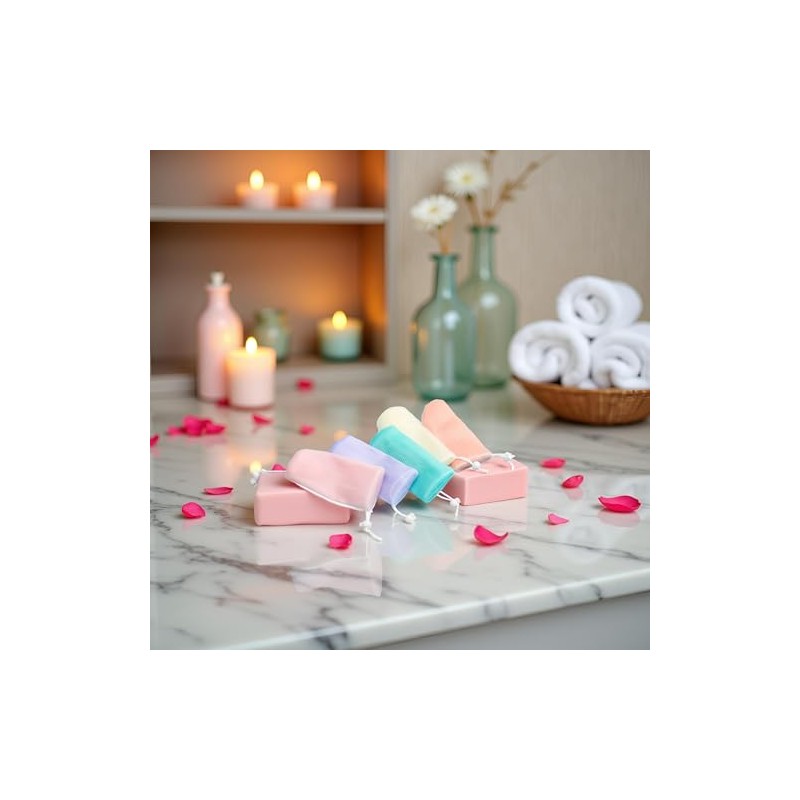 Bolsa De Jabón De Malla Exfoliante, 5 Unidades, Con Espuma