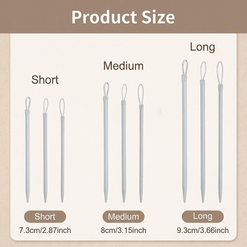 9 PCS Yarn Needle, 3 Sizes Nylon Thread Rope Threader