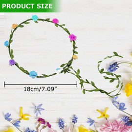 STCRERAG Pack of 9 Flower Wreath Headpiece Multicoloured Flower Headpiece Colourful Hair Flower Ribbon Women's Hair Wreath Wedding Adjustable 9 Colours Flower Crown for Wedding, Bridal Shower,