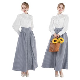 CR ROLECOS Edwardian Victorian Dress for Women 1800s Renaissance Ball Gown Costume with Pockets XXL